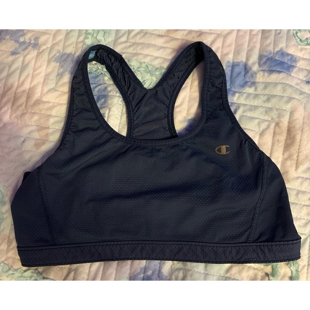 Champion‎ Women's Reversible Navy/Heathered Light Blue Sports Bra, Medium